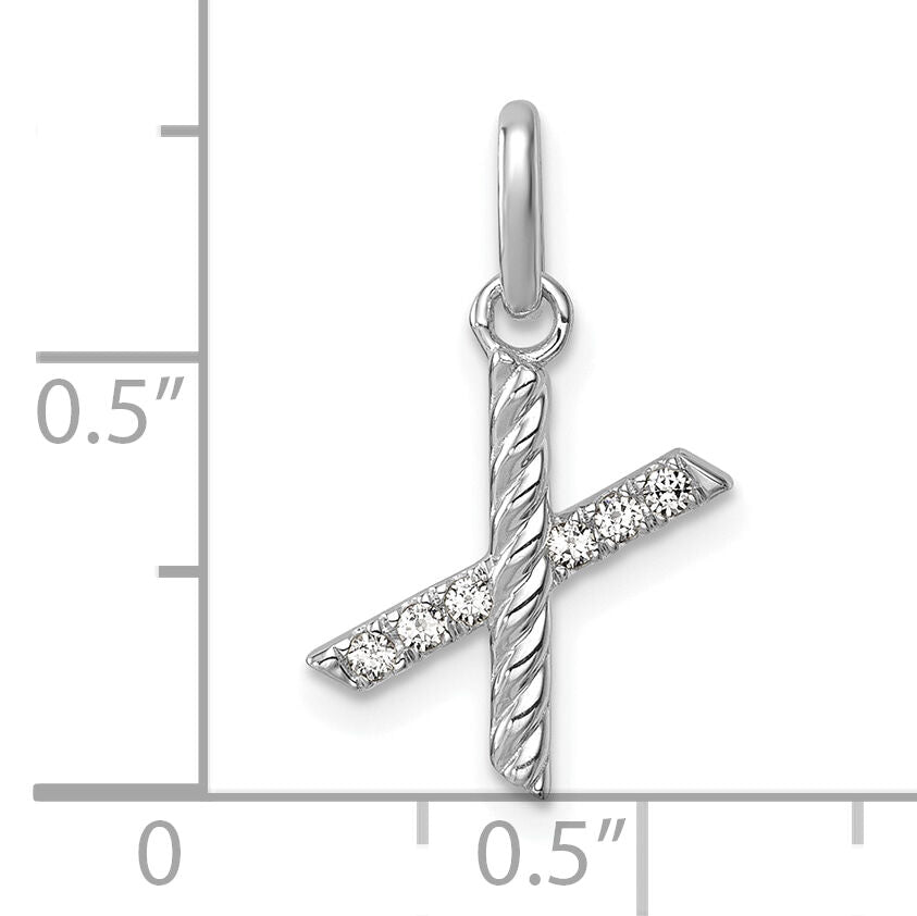 14k White Gold Twisted .05 ct. Diamond Initial X Charm-PM10732X-WA