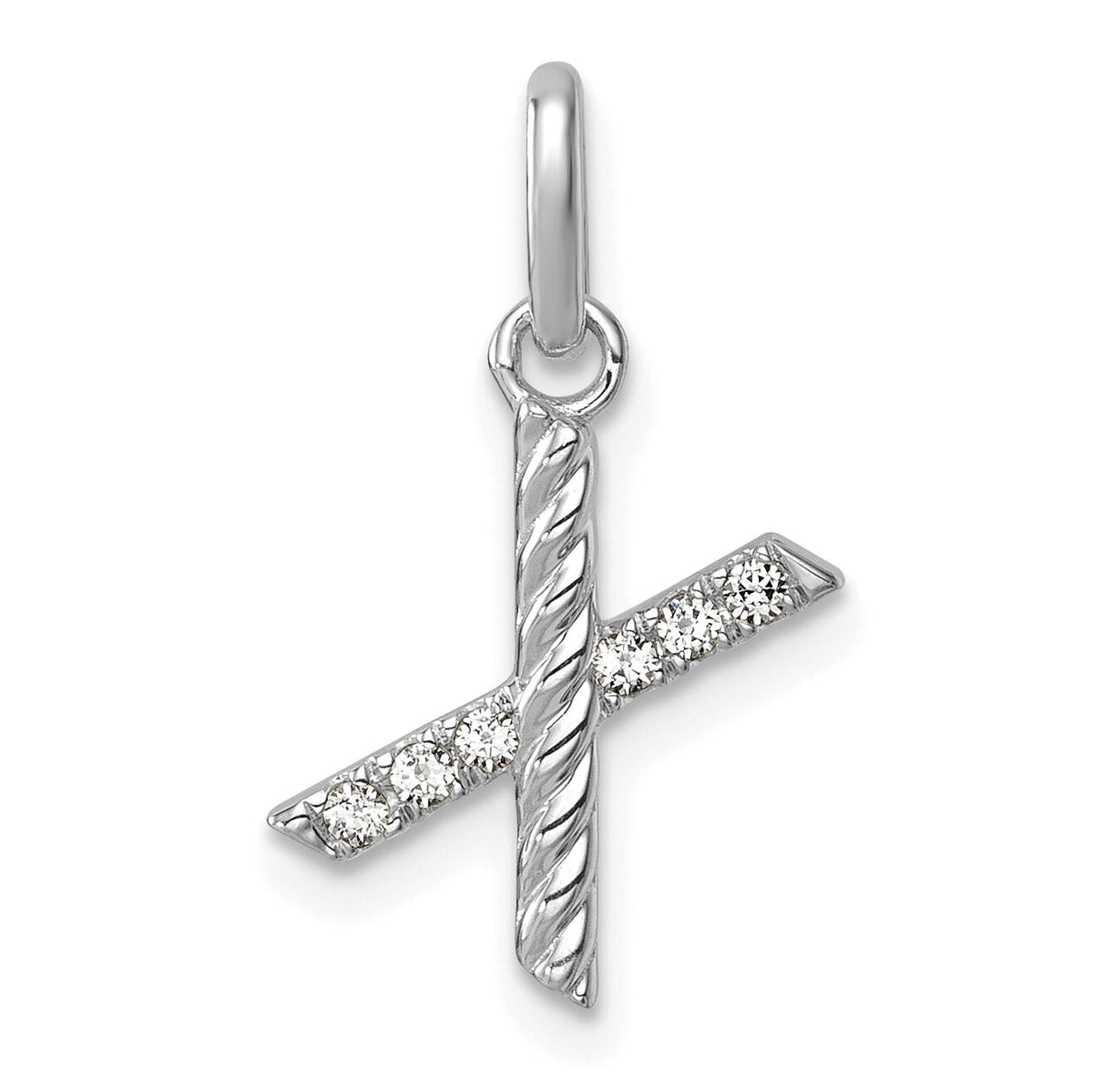 14k White Gold Twisted .05 ct. Diamond Initial X Charm-PM10732X-WA