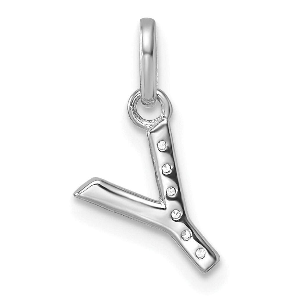 14k White Gold Twisted .05 ct. Diamond Initial Y Charm-PM10732Y-WA