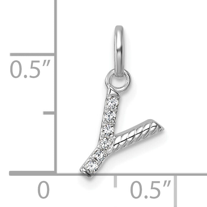 14k White Gold Twisted .05 ct. Diamond Initial Y Charm-PM10732Y-WA