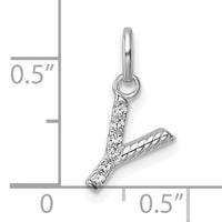 14k White Gold Twisted .05 ct. Diamond Initial Y Charm-PM10732Y-WA