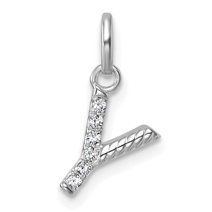 14k White Gold Twisted .05 ct. Diamond Initial Y Charm-PM10732Y-WA