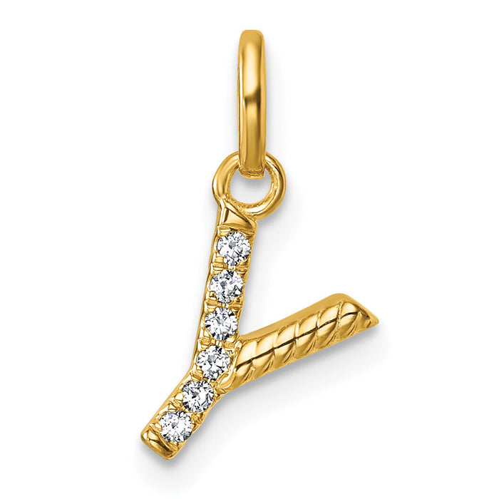 14k Twisted .05 ct. Diamond Initial Y Charm-PM10732Y-YA