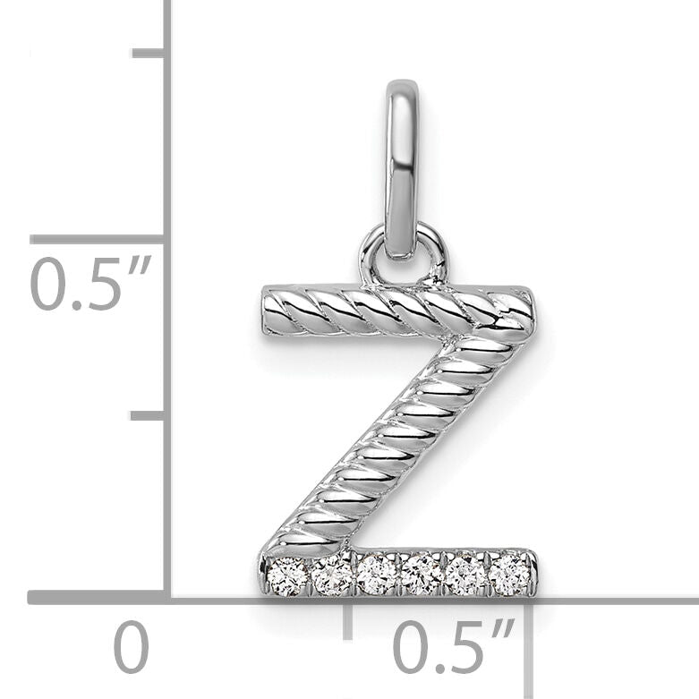 14k White Gold Twisted .05 ct. Diamond Initial Z Charm-PM10732Z-WA