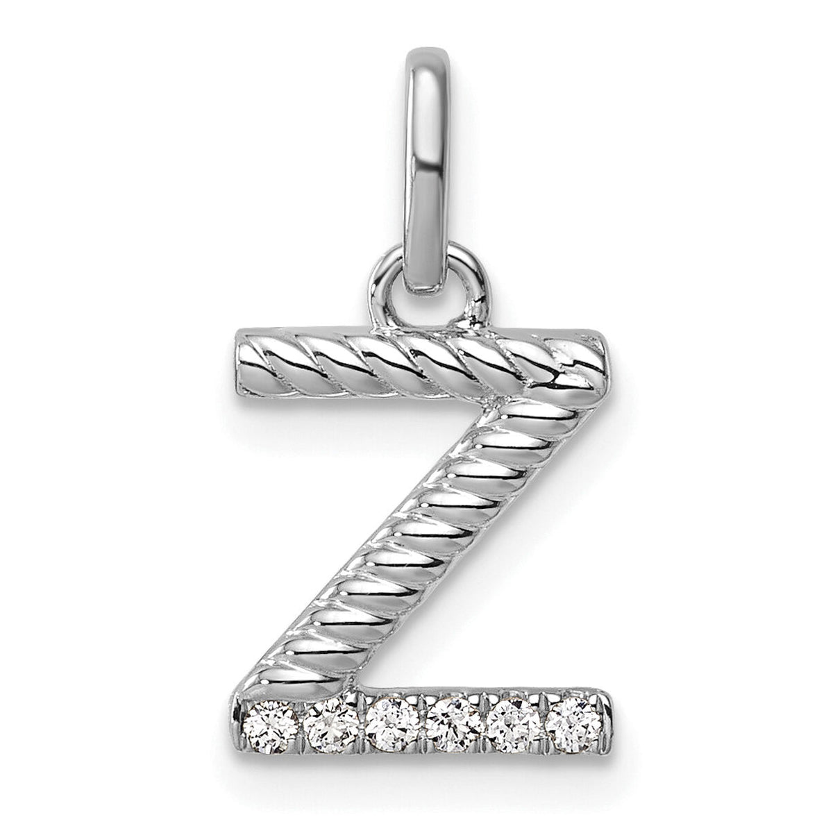 14k White Gold Twisted .05 ct. Diamond Initial Z Charm-PM10732Z-WA