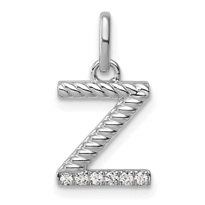 14k White Gold Twisted .05 ct. Diamond Initial Z Charm-PM10732Z-WA