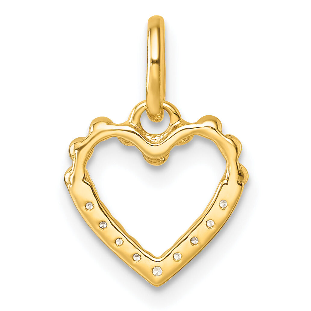 14K Polished Diamond Beaded Heart Pendant-PM10749-005-YAA