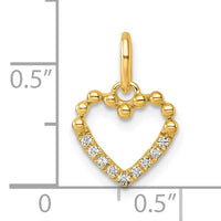 14K Polished Diamond Beaded Heart Pendant-PM10749-005-YAA