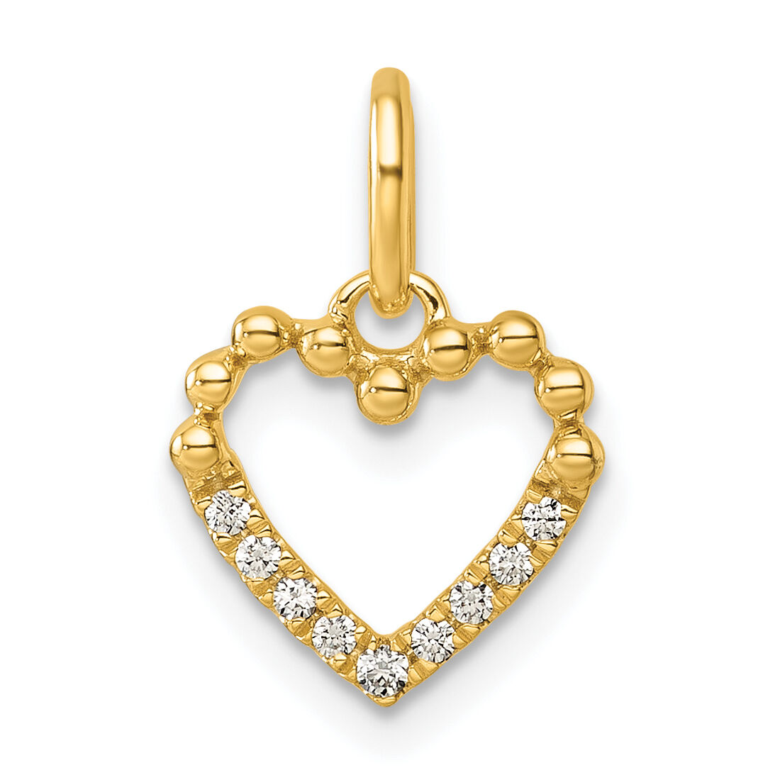 14K Polished Diamond Beaded Heart Pendant-PM10749-005-YAA