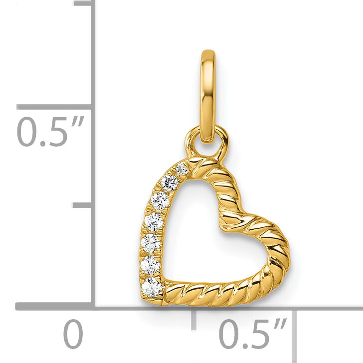 14K Polished Diamond Twisted Heart Pendant-PM10750-005-YAA