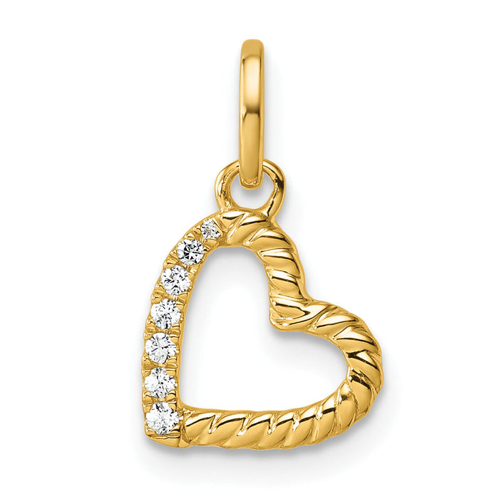 14K Polished Diamond Twisted Heart Pendant-PM10750-005-YAA