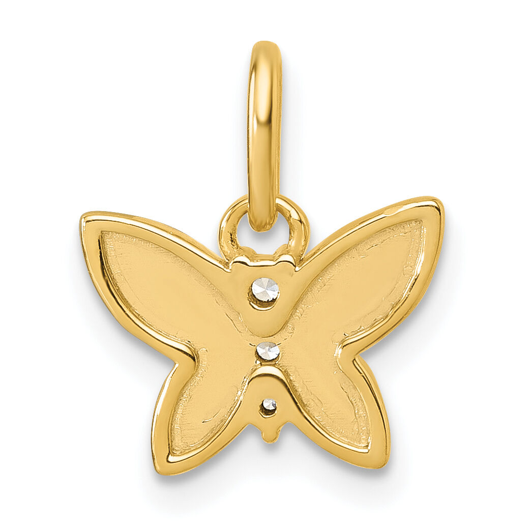 14K Polished and Hammered Diamond Butterfly Pendant-PM10752-005-YAA