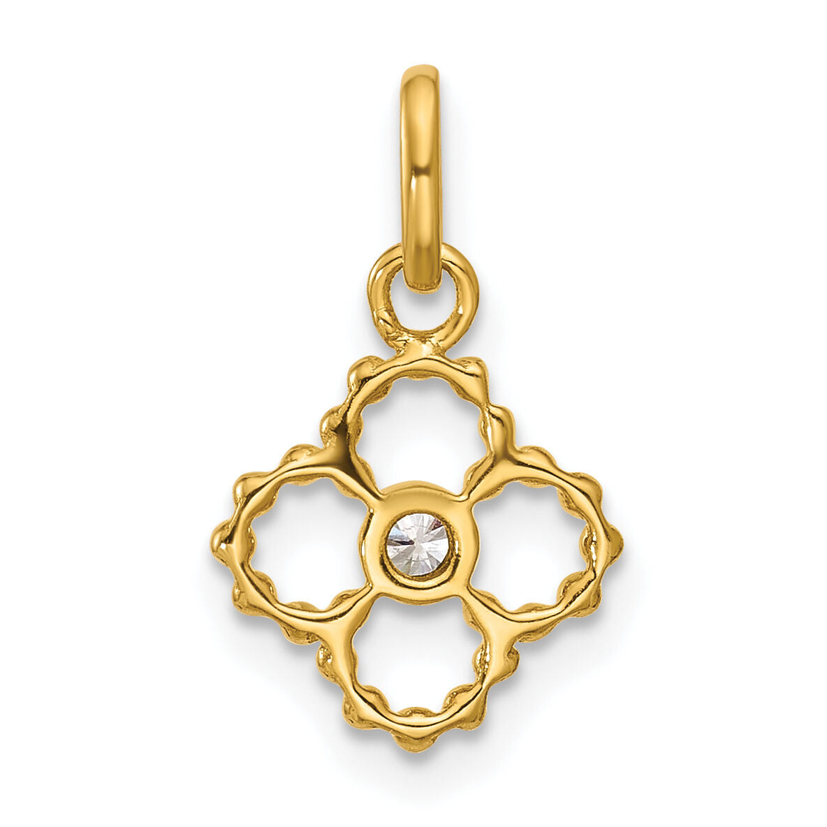 14K Polished Diamond Beaded Floral Pendant-PM10753-005-YAA
