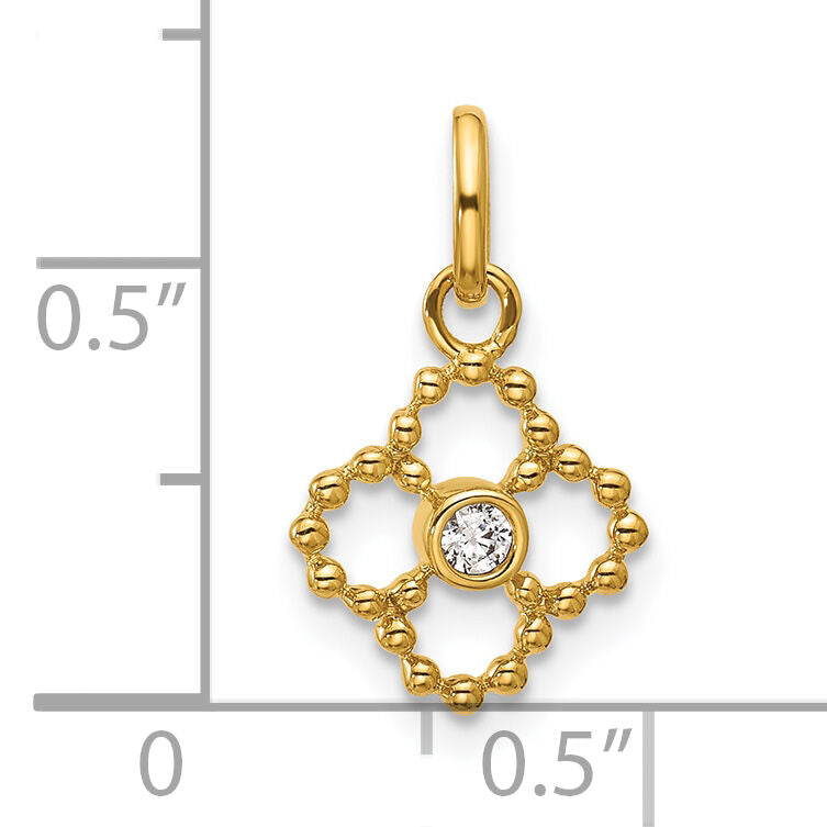 14K Polished Diamond Beaded Floral Pendant-PM10753-005-YAA