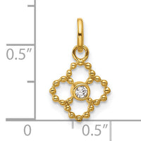 14K Polished Diamond Beaded Floral Pendant-PM10753-005-YAA