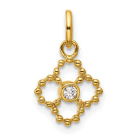14K Polished Diamond Beaded Floral Pendant-PM10753-005-YAA