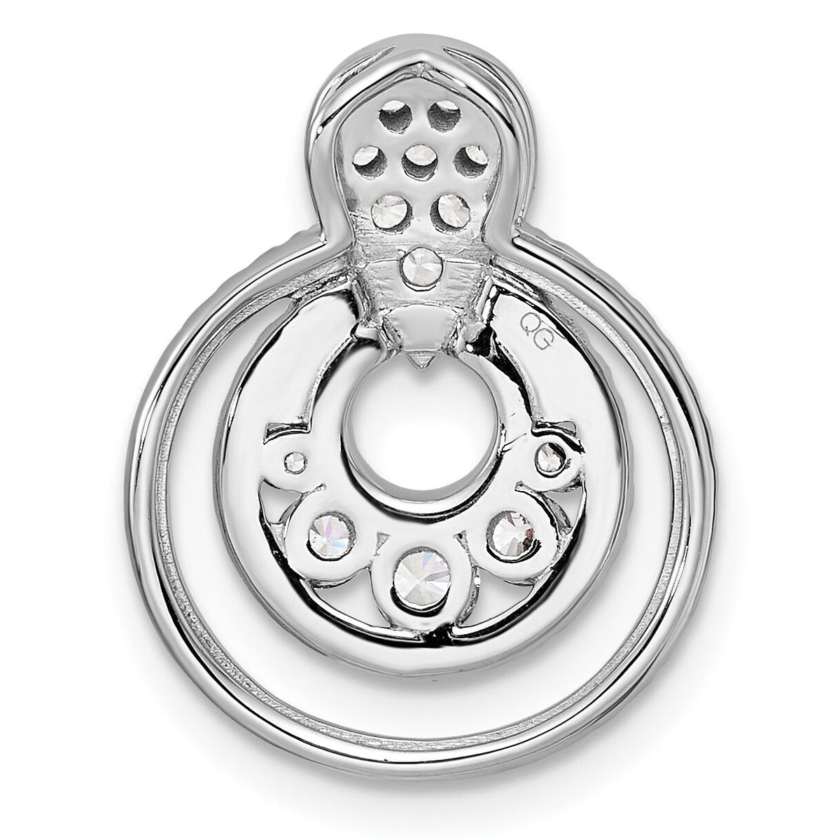 14K White Gold Polished Diamond Layered Circles Chain Slide-PM10756-065-WAA