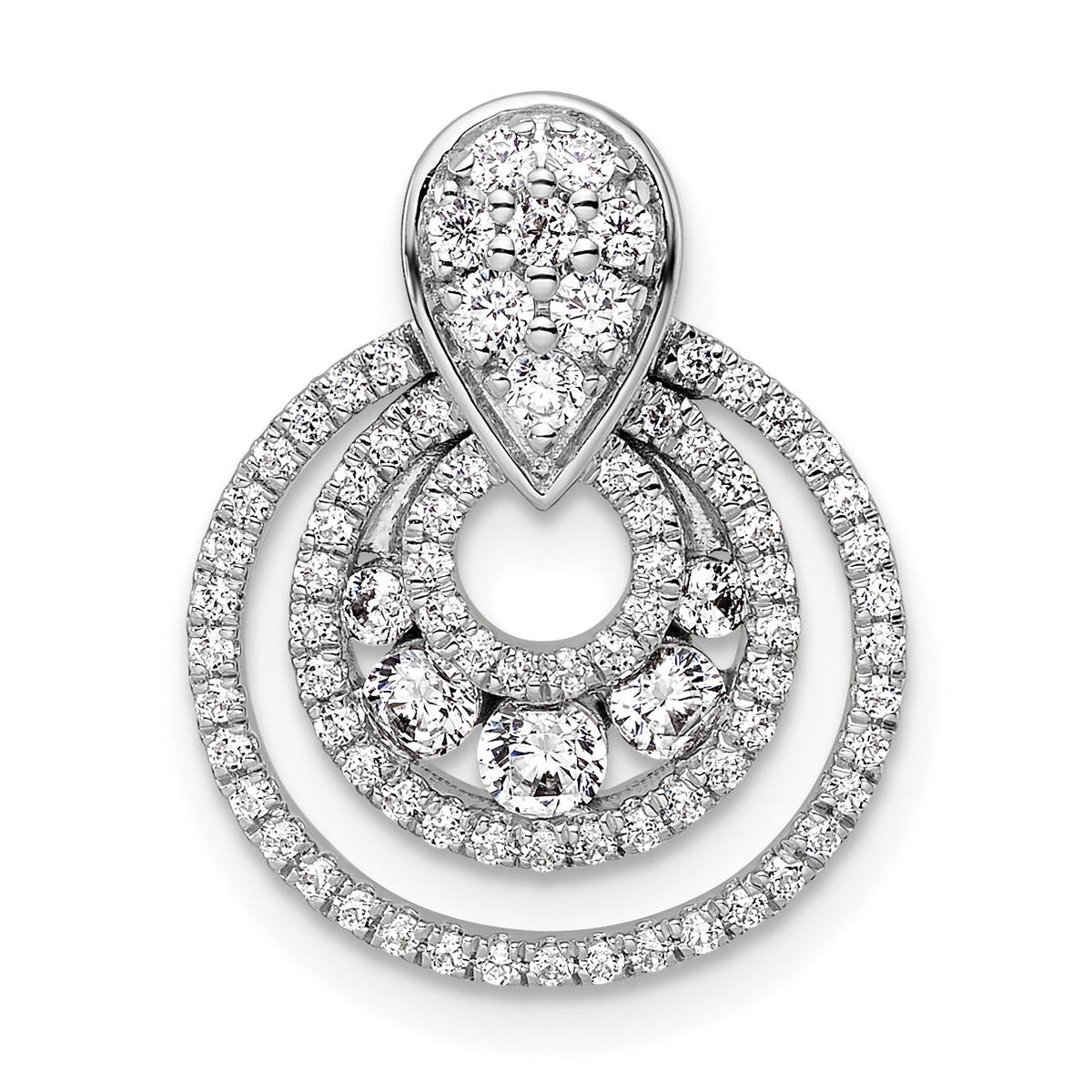 14K White Gold Polished Diamond Layered Circles Chain Slide-PM10756-065-WAA