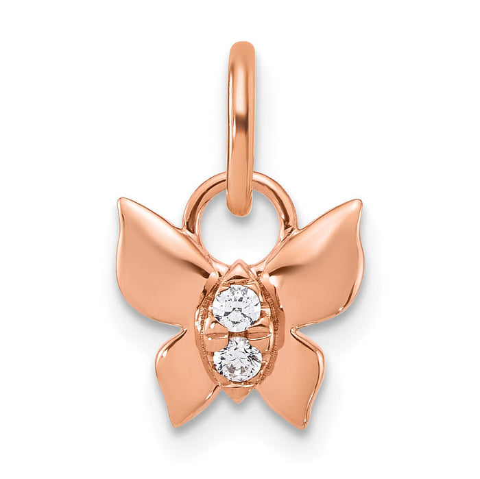 14K Rose Gold Polished Diamond Butterfly Charm-PM10757-005-RAA