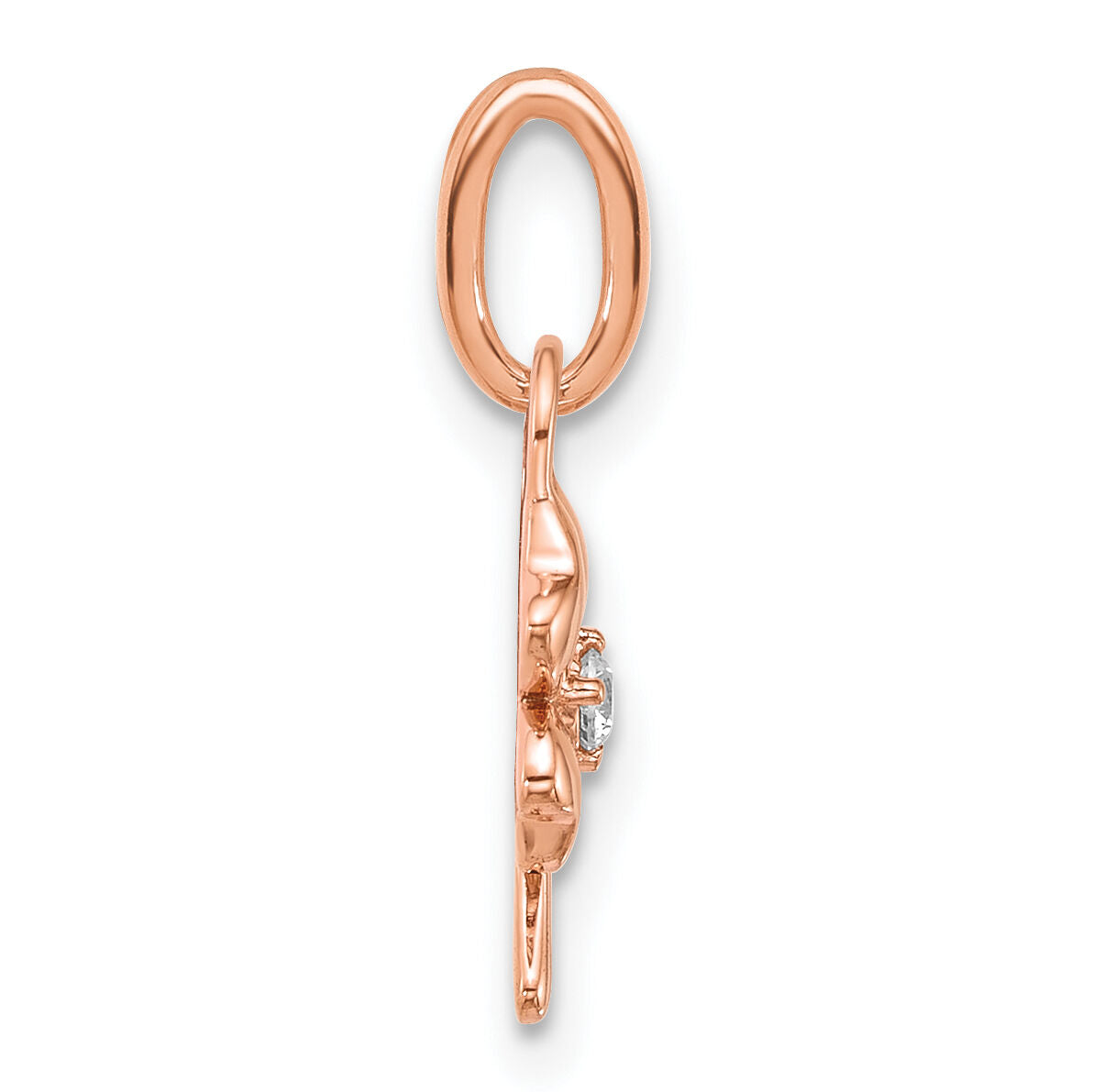 14K Rose Gold Polished Diamond Four Leaf Clover Charm-PM10760-003-RAA