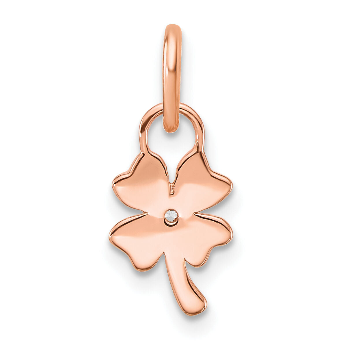 14K Rose Gold Polished Diamond Four Leaf Clover Charm-PM10760-003-RAA