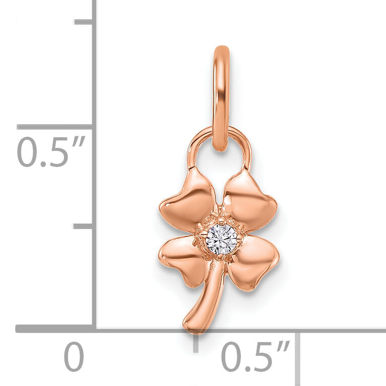 14K Rose Gold Polished Diamond Four Leaf Clover Charm-PM10760-003-RAA