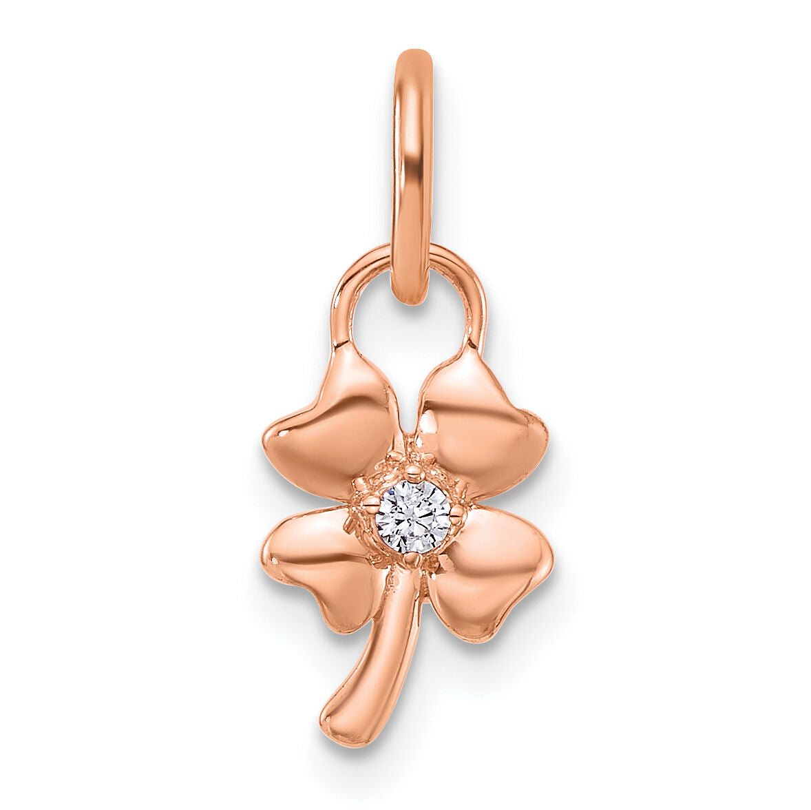 14K Rose Gold Polished Diamond Four Leaf Clover Charm-PM10760-003-RAA