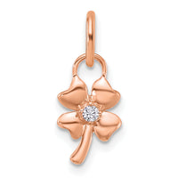 14K Rose Gold Polished Diamond Four Leaf Clover Charm-PM10760-003-RAA
