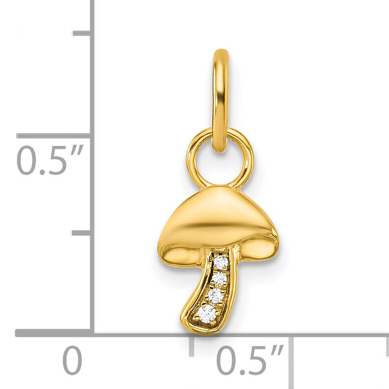 14K Polished Diamond Mushroom Charm-PM10762-002-YAA