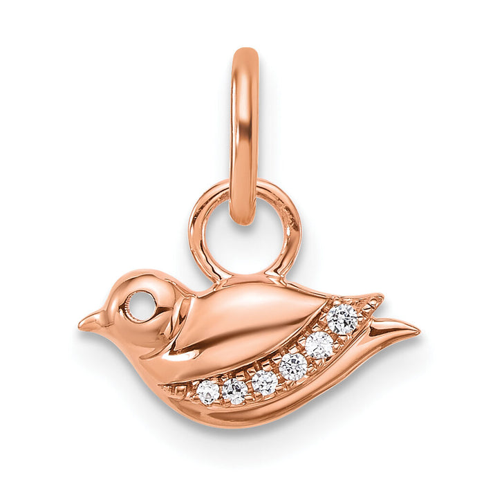 14K Rose Gold Polished Diamond Bird Charm-PM10763-005-RAA