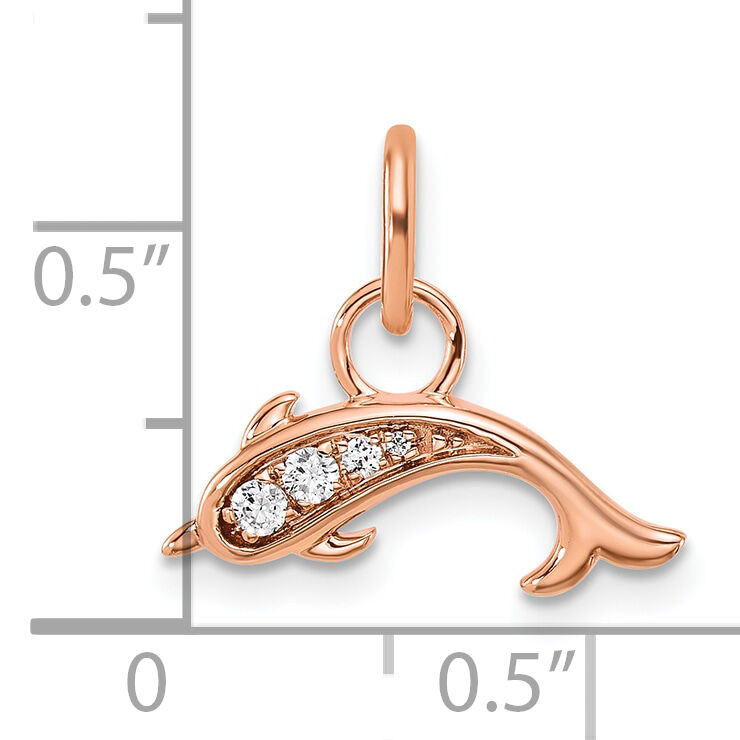 14K Rose Gold Polished Diamond Dolphin Charm-PM10764-005-RAA