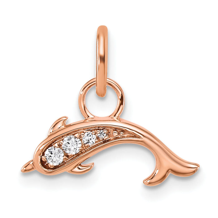 14K Rose Gold Polished Diamond Dolphin Charm-PM10764-005-RAA
