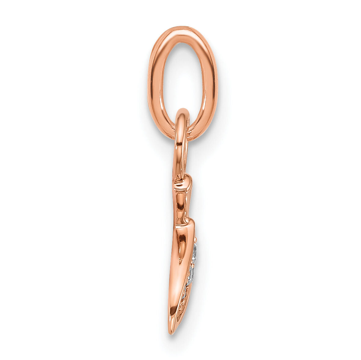 14K Rose Gold Polished Diamond Whale Tail Charm-PM10765-005-RAA