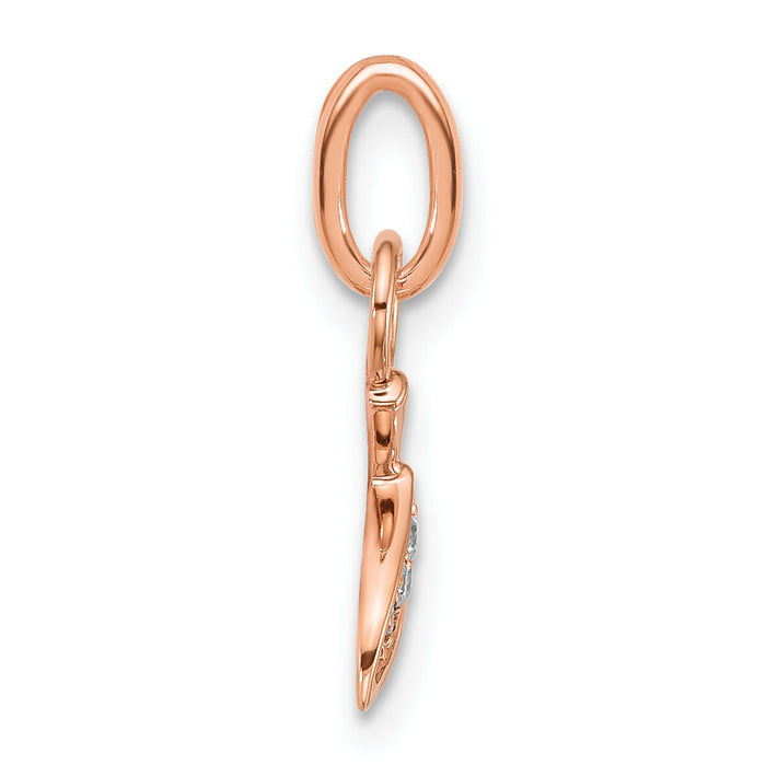 14K Rose Gold Polished Diamond Whale Tail Charm-PM10765-005-RAA