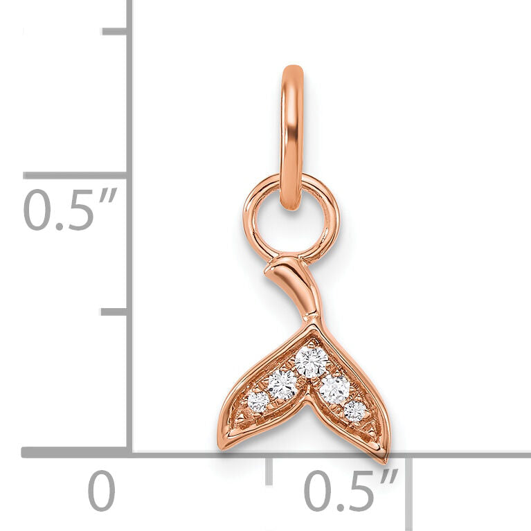 14K Rose Gold Polished Diamond Whale Tail Charm-PM10765-005-RAA