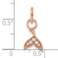 14K Rose Gold Polished Diamond Whale Tail Charm-PM10765-005-RAA