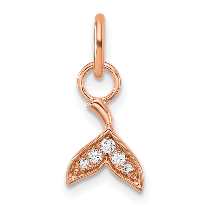 14K Rose Gold Polished Diamond Whale Tail Charm-PM10765-005-RAA