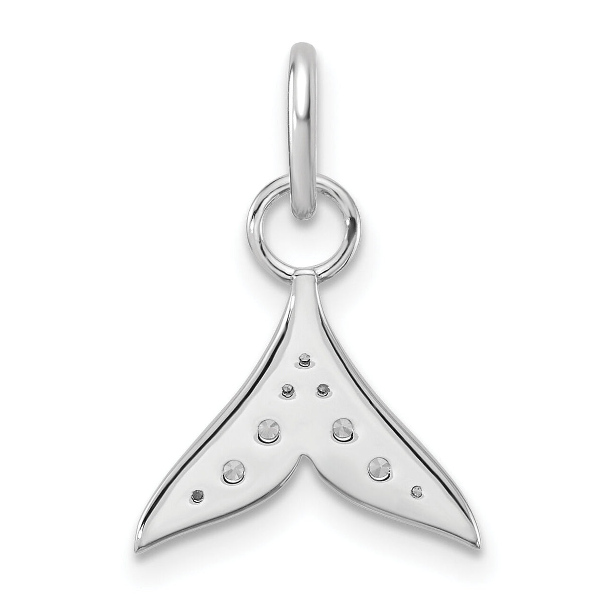 14K White Gold Polished Diamond Whale Tail Charm-PM10766-010-WAA