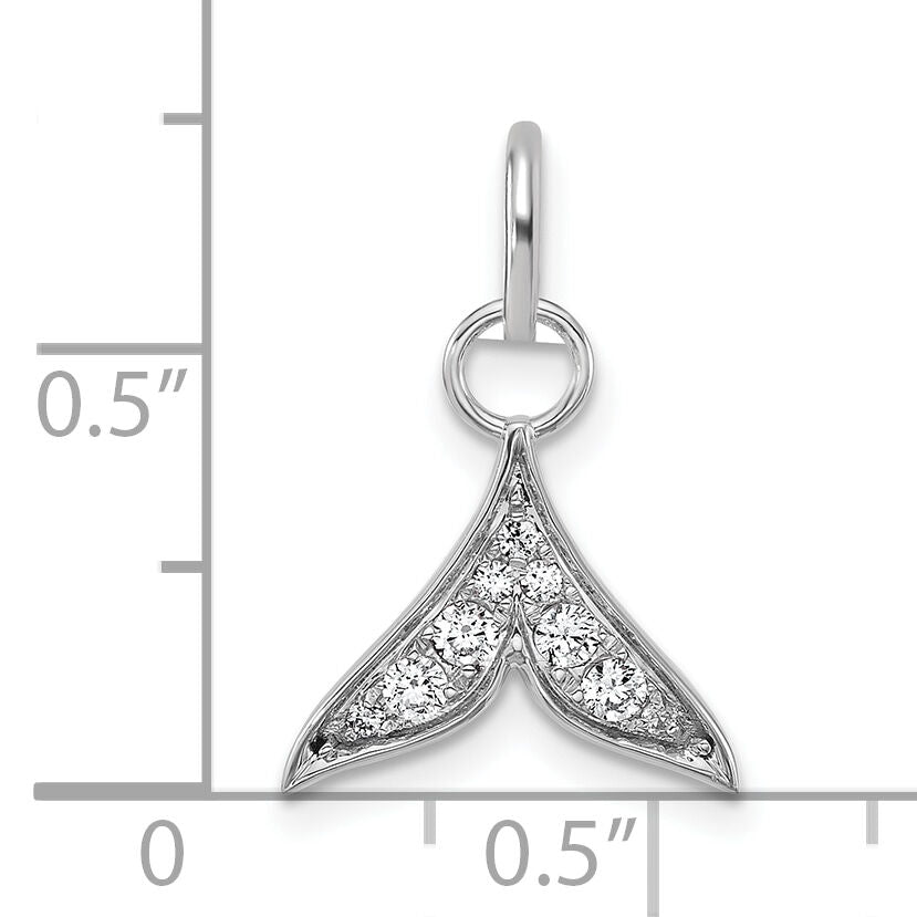 14K White Gold Polished Diamond Whale Tail Charm-PM10766-010-WAA