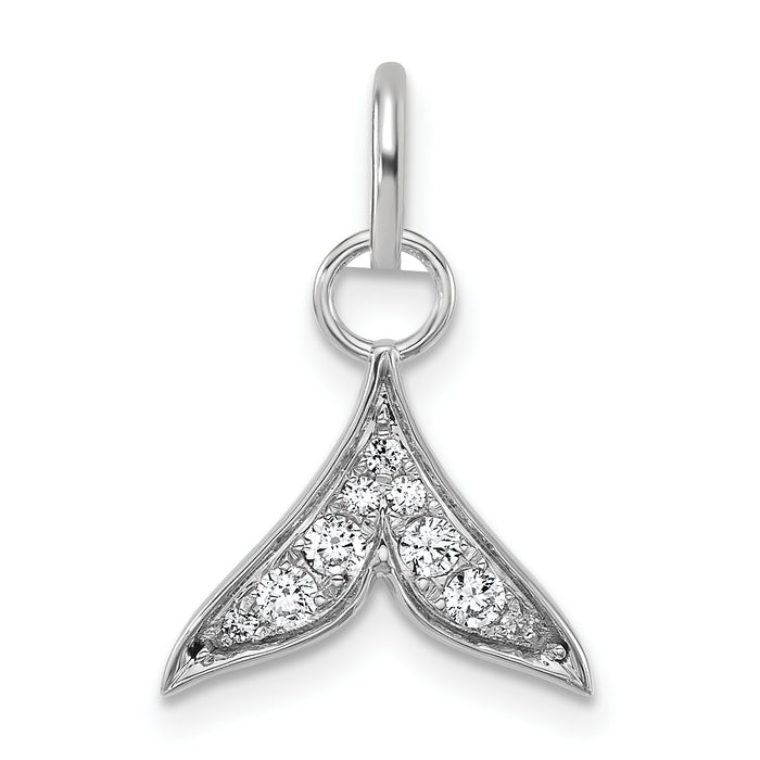 14K White Gold Polished Diamond Whale Tail Charm-PM10766-010-WAA