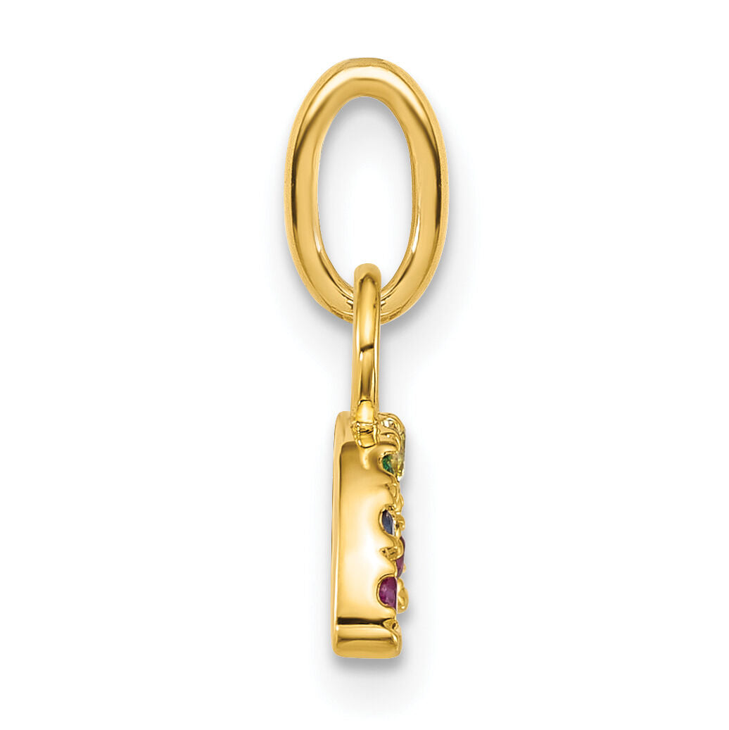 14K Polished Multi-color CZ Double Rainbow Charm-PM10768-YCZ