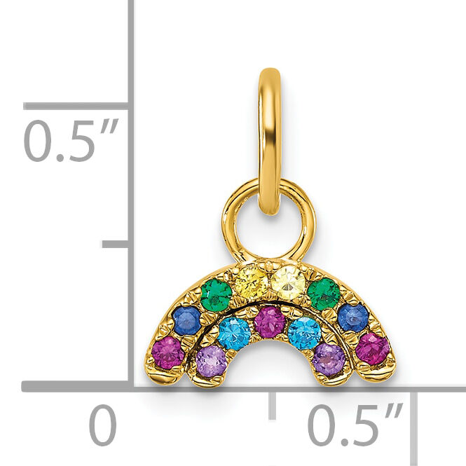 14K Polished Multi-color CZ Double Rainbow Charm-PM10768-YCZ
