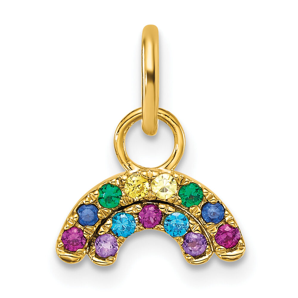 14K Polished Multi-color CZ Double Rainbow Charm-PM10768-YCZ