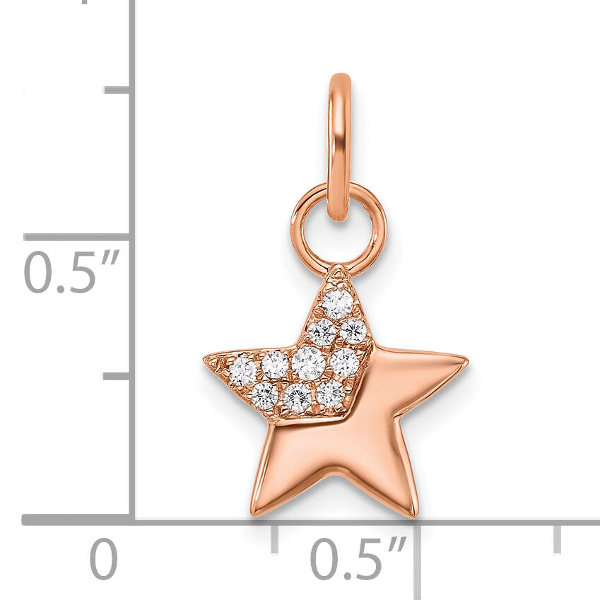 14K Rose Gold Polished Diamond Star Charm-PM10769-010-RAA