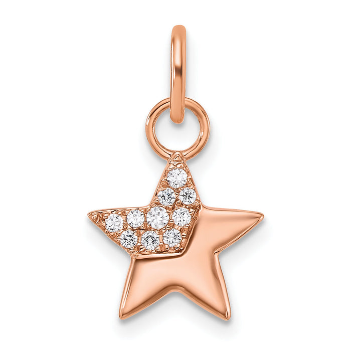 14K Rose Gold Polished Diamond Star Charm-PM10769-010-RAA