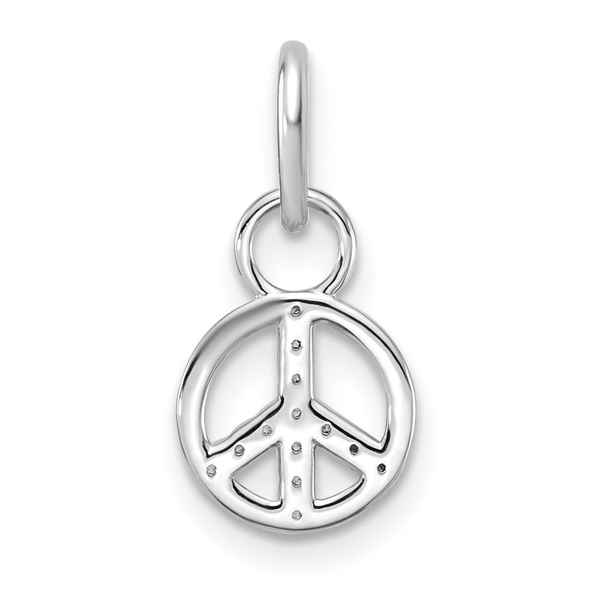 14K White Gold Polished Diamond Peace Sign Charm-PM10771-007-WAA