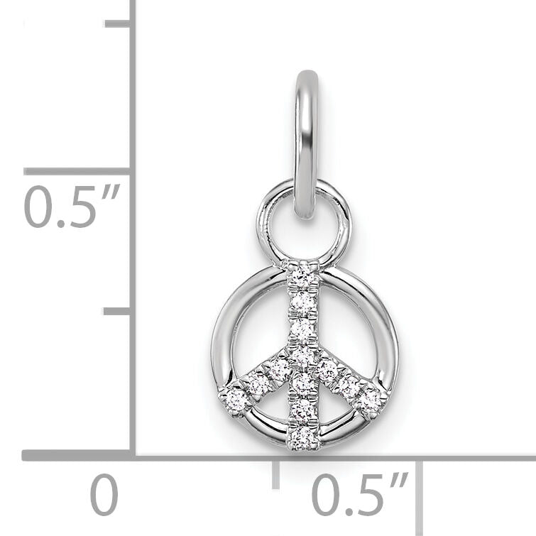 14K White Gold Polished Diamond Peace Sign Charm-PM10771-007-WAA