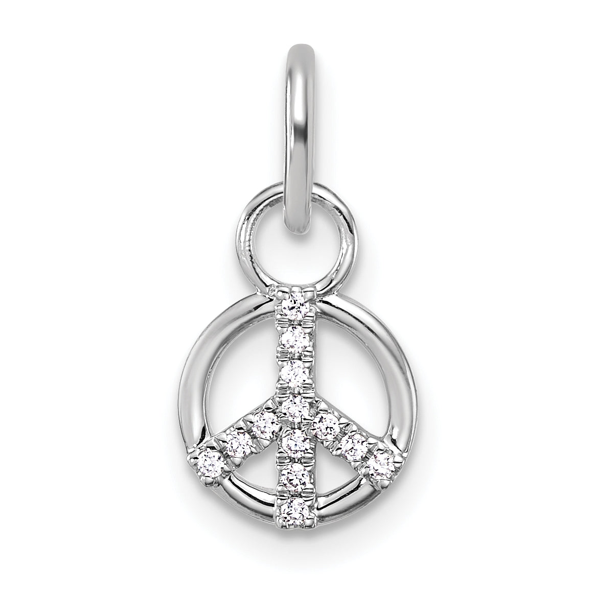 14K White Gold Polished Diamond Peace Sign Charm-PM10771-007-WAA