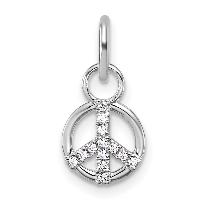 14K White Gold Polished Diamond Peace Sign Charm-PM10771-007-WAA