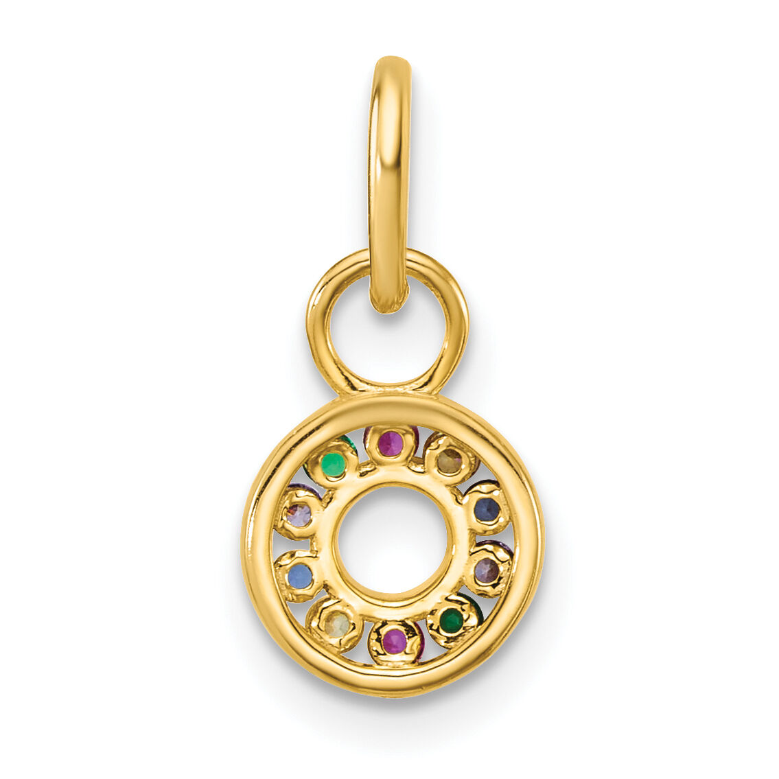 14K Polished Diamond Multi-color CZ Circle Charm-PM10773-YCZ